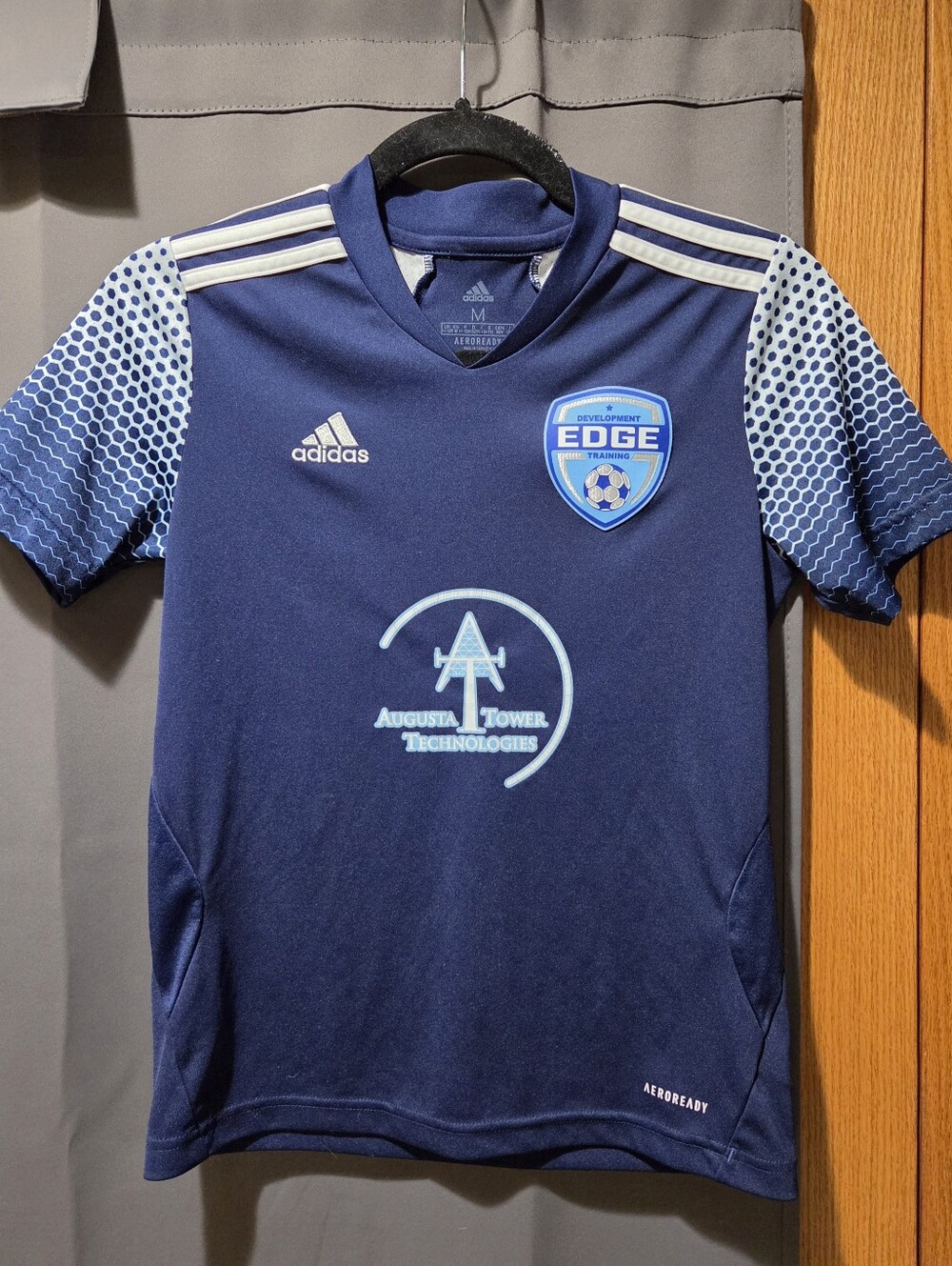 Adidas Navy and Light Blue Edge Soccer Jersey
